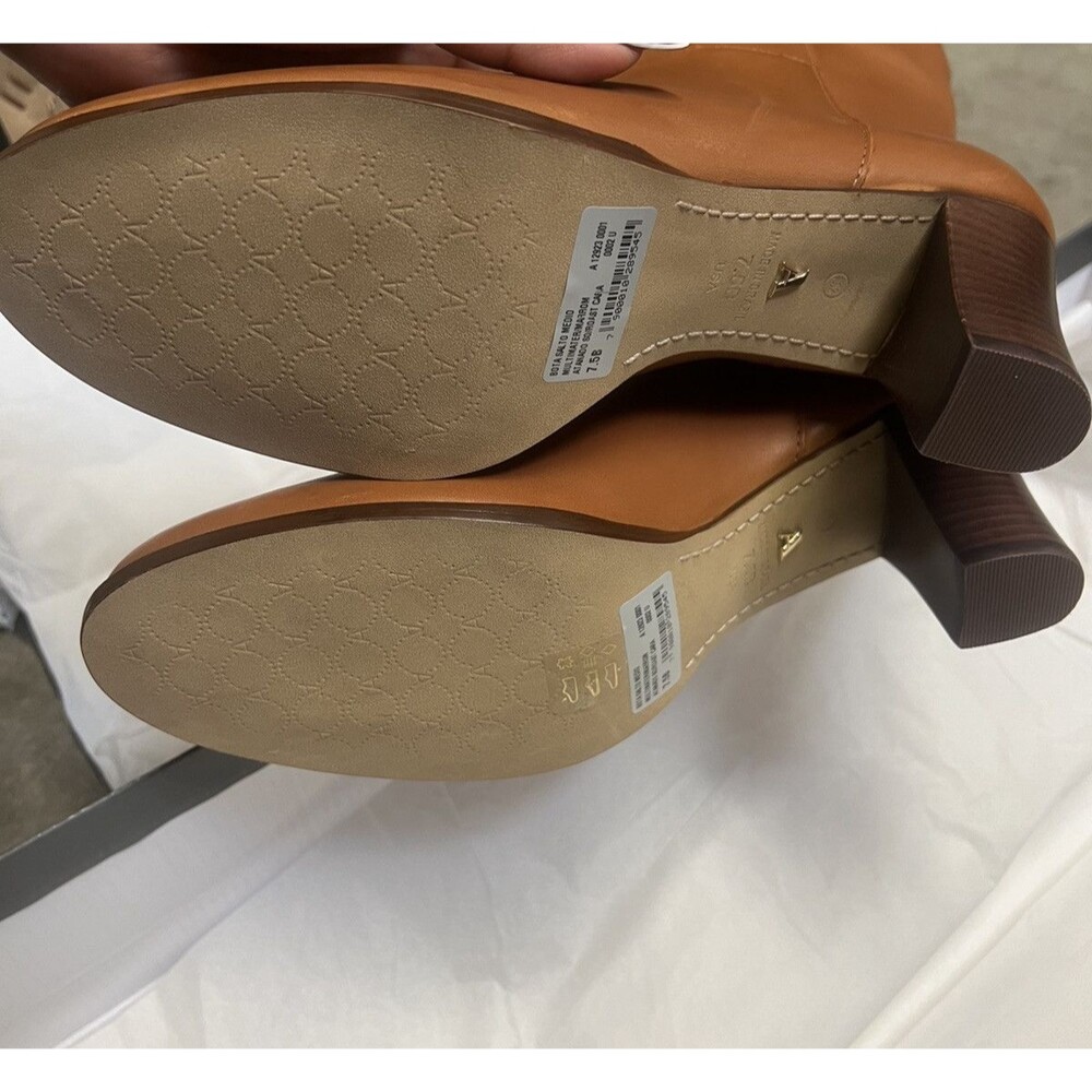 Arezzo Women's Marrom Vivian Round Toe Slip On Mid Block Heel Boots 7.5 B - Picture 6 of 9